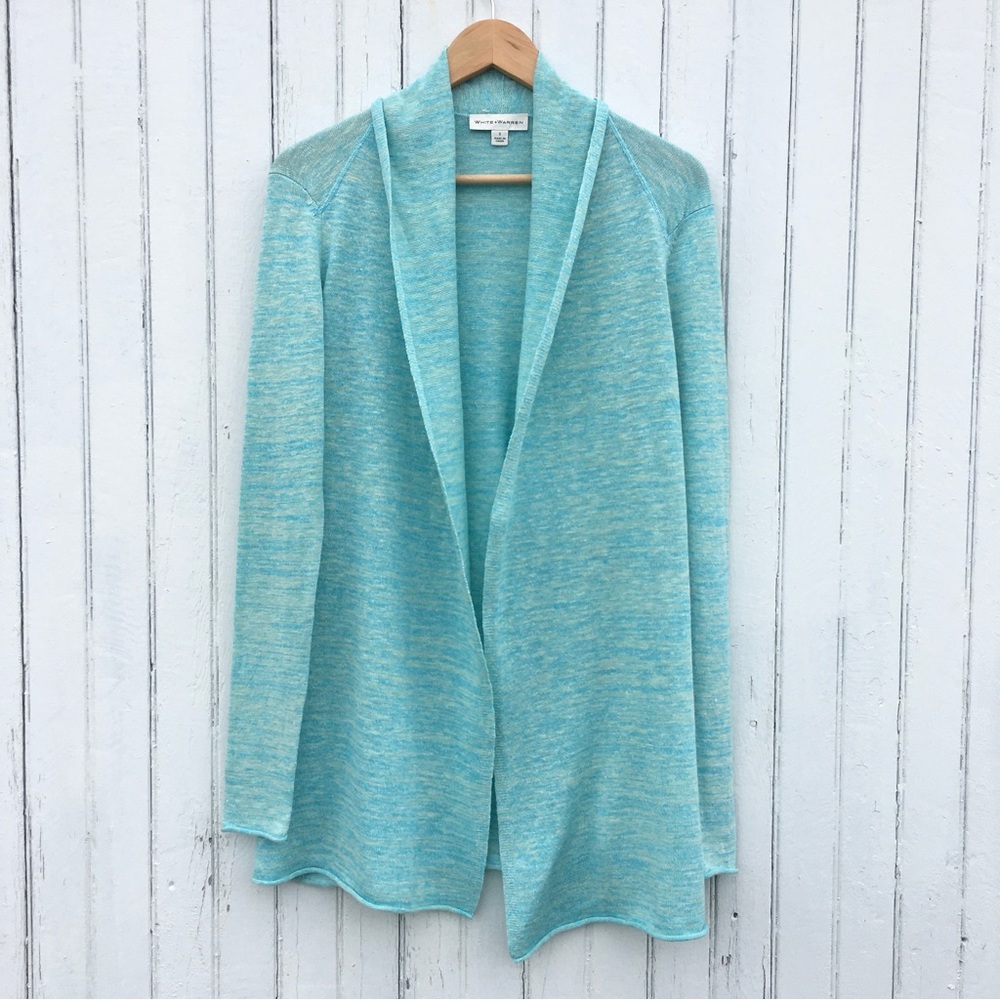 WHITE+WARREN LINEN TRAPEZE CARDIGAN